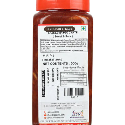 Roopak (since 1958) Lazeez Mango chatni - 500 gms