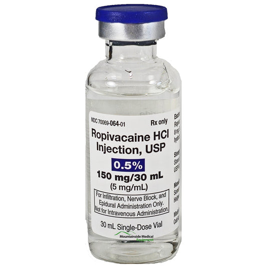 Ropivacaine HCL Injection 0.5% USP 150 mg Per 30 mL Single-Dose Vial 30 mL (Rx)
