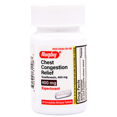 Chest Congestion Relief Tablets 400 mg Guaifensein 60 Count