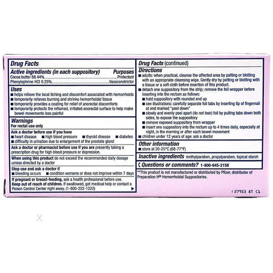 Hemorrhoidal Relief Rectal Suppositories by Rugby 12-Pack