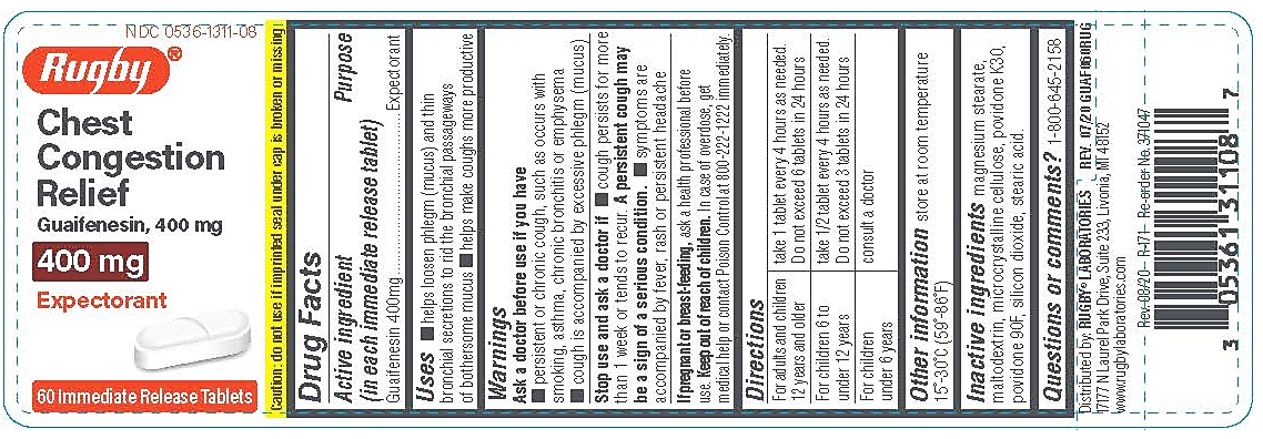 Chest Congestion Relief Tablets 400 mg Guaifensein 60 Count
