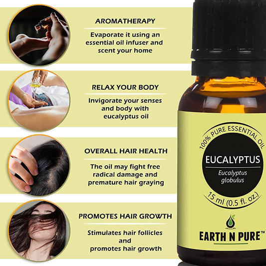 Earth N Pure Essential Oils (Tea Tree, Lavender, Eucalyptus, Peppermint & Lemongrass)