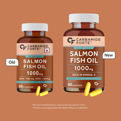 Carbamide Forte Salmon Fish Oil Omega 3 Capsule 1000 mg - Pack of 90 Softgel Capsules