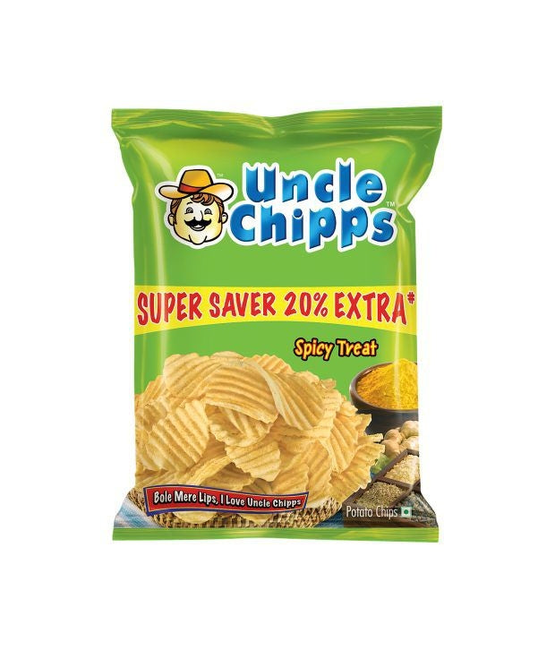 50x Uncle Chipps, Spicy Treat, Potato Chips, Pack of 50 (52 G each)
