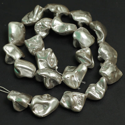 1 String, 22mm Silver Shell Pearl Beads