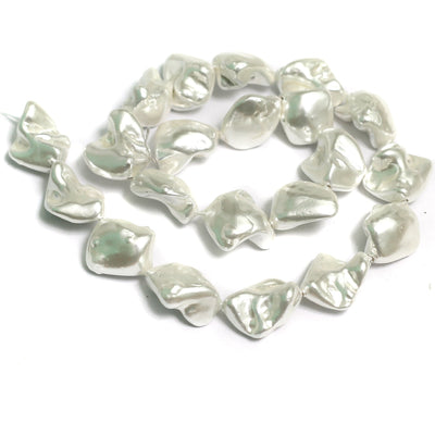 1 String, 22mm White Shell Pearl Beads