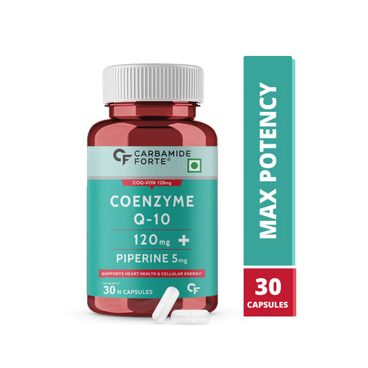 CF Coq10 Coenzyme Q10 - 120mg Capsule with Piperine 5mg Supplement – 30 Veg Capsules