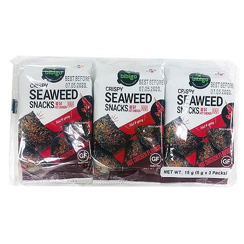 Bibigo Cripsy Seaweed Snack Spicy Stir (비비고 스낵김 불닭)