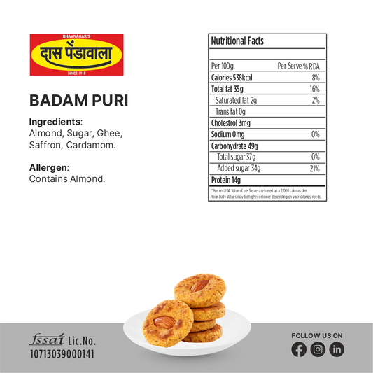 Das Pendawala Badam Puri - 500 gms