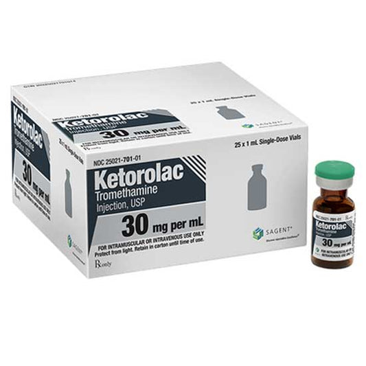 Ketorolac Tromethamine Injection 30 mg Per 1 mL Vials x 25 Pack (Rx)