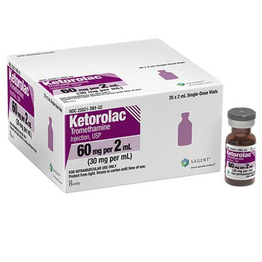 Ketorolac Tromethamine Injection 60 mg Per 2 mL Vials (Rx)