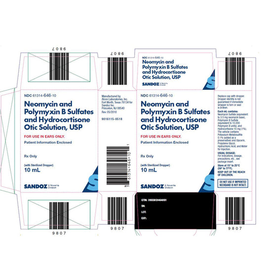 Neomycin, Polymyxin B and Hydrocortisone Combination Ear Drops 10 mL (RX)