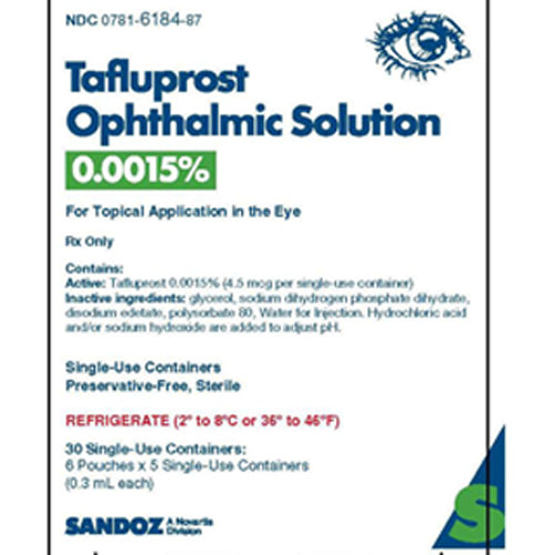 Sandoz Tafluprost Ophthalmic Solution Eye Drops 0.0015% Preservative Free, Sterile 30 Count