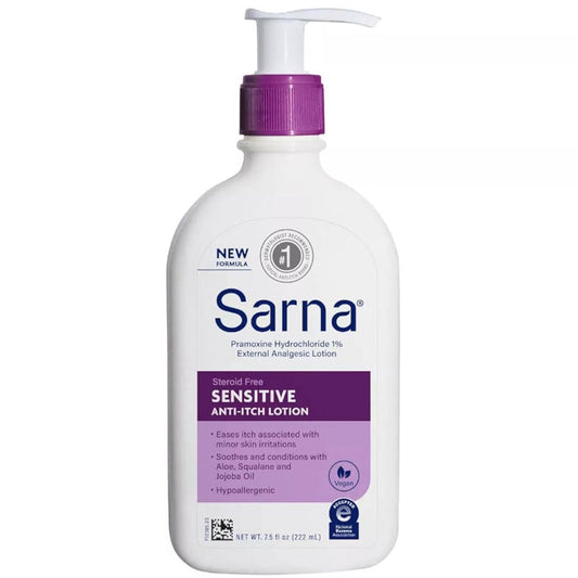 Sarna Sensitive Anti Itch Body Lotion for Sensitive Skin, Steroid Free, Hypoallergenic 7.5 oz