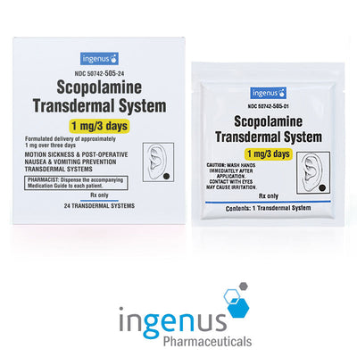 Scopolamine Transdermal System Patches 1 mg/ 3 days by Ingenus Pharma 24 Count (RX)
