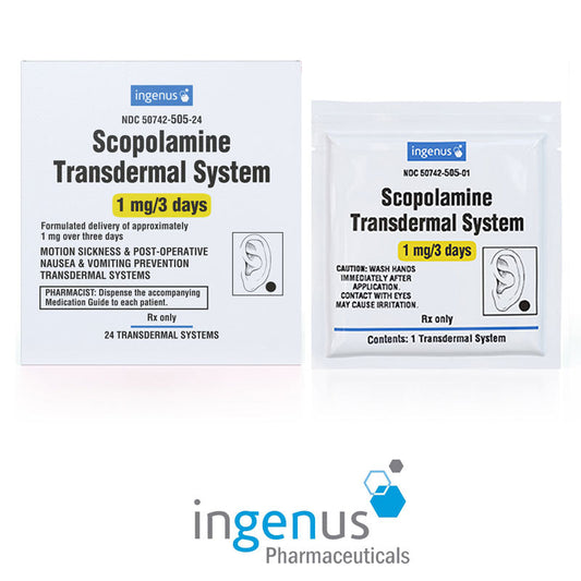 Scopolamine Transdermal System Patches 1 mg/ 3 days by Ingenus Pharma 24 Count (RX)