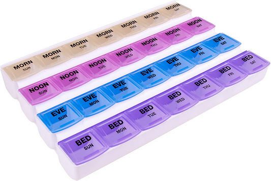 7-Day Mediplanner Pill Organizer,  4-Times-Per-Day Organizer