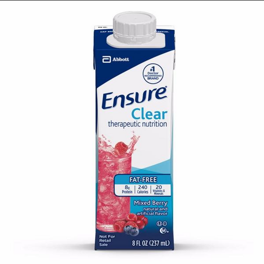Ensure Clear Fat-Free Therapeutic Nutrition Supplement Drink, Mixed Berry Flavor, 8 oz., Case of 24