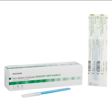 Stainless Steel Scalpels with Sensory Grip Handle, Box of 10