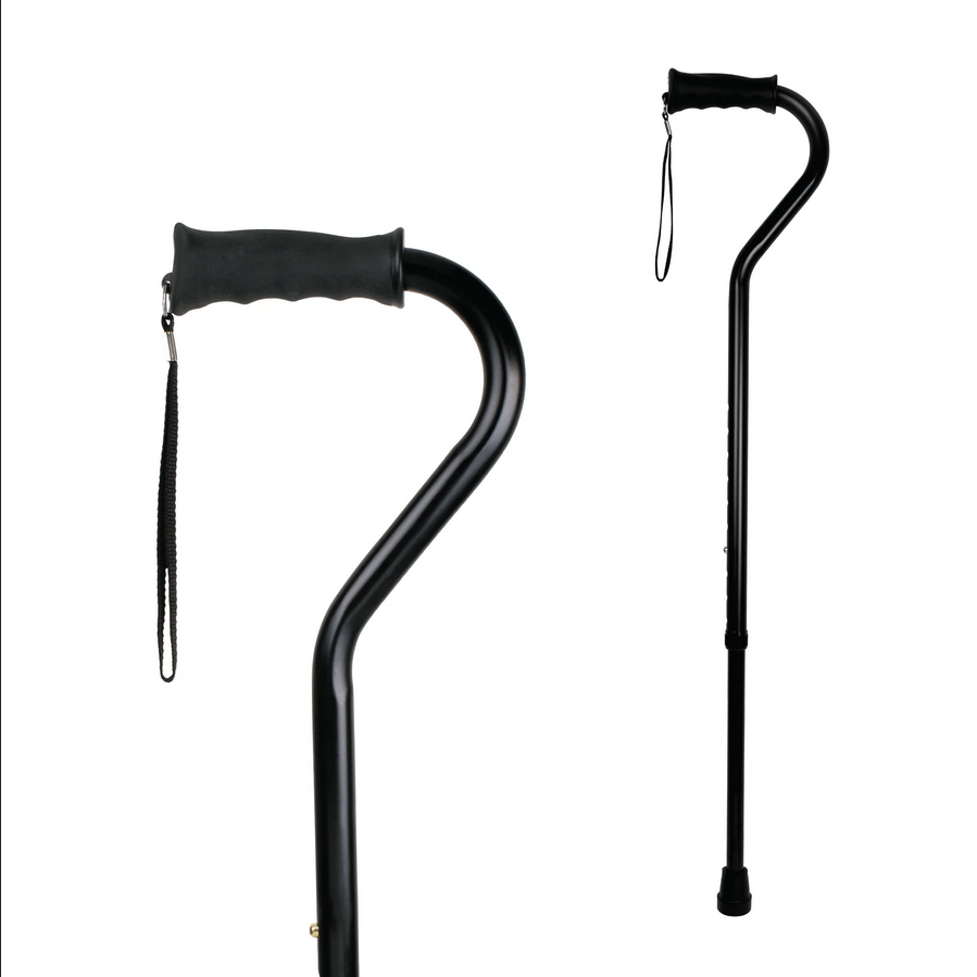 Carex Adjustable Ergonomic Offset Aluminum Cane, Black