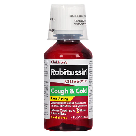 Children's Robitussin Long-Acting Cough & Cold Medicine, Fruit Punch 4oz Bottle