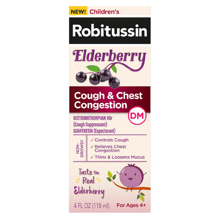 Children's Robitussin Cough & Chest Congestion Medicine, Elderberry 4 oz