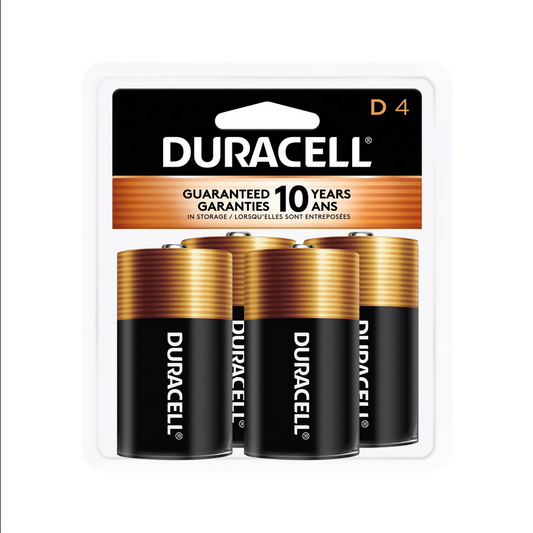 Duracell Coppertop Alkaline D Batteries, 4 Battery Pack