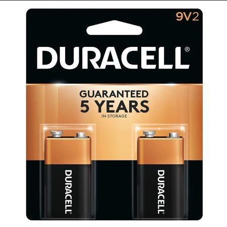 Duracell Coppertop Alkaline 9V Batteries, Pack of 2 9-Volt Batteries