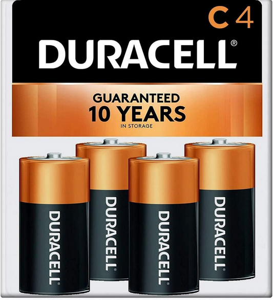 Duracell Coppertop Alkaline C Batteries, 4 Battery Pack