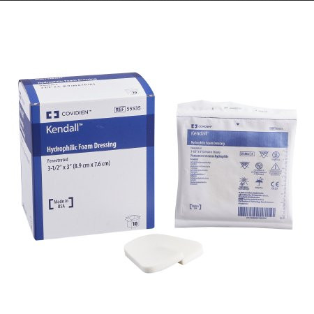 Hydrophilic Foam Wound Care Dressing 3-1/2 x 3 Inch Square, Fenestrated, Sterile 10/Box