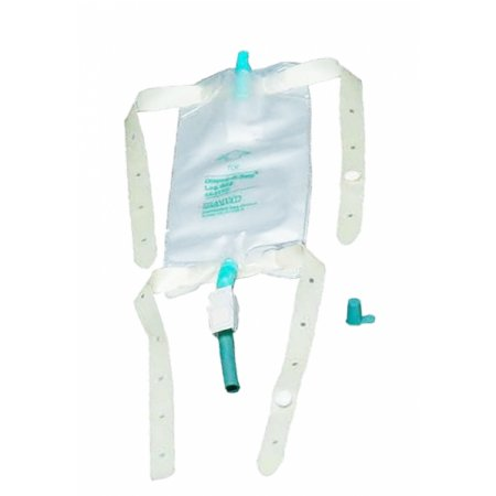 Urinary Leg Bag Vinyl Dispoz-a-Bag with Anti-Reflux Valve and Fabric Straps, 19 oz.