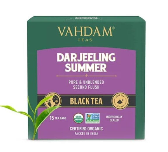 Vahdam Organic Darjeeling Summer Black Tea Bags - 15N