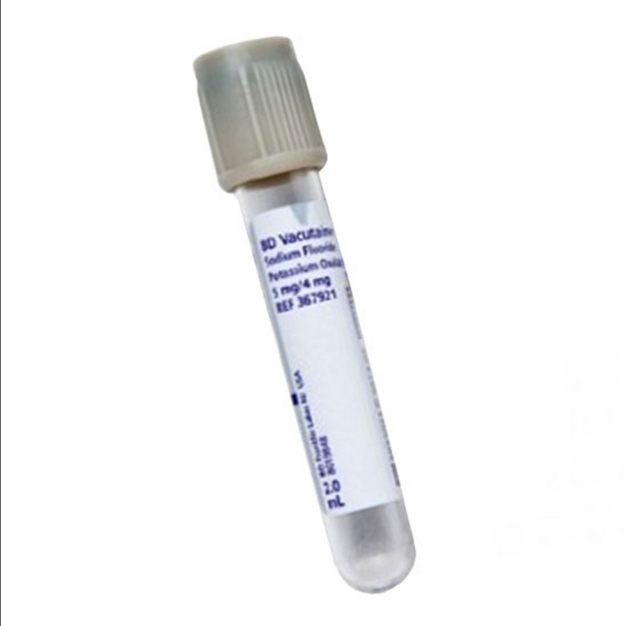 BD Vacutainer Fluoride Blood Collection Tubes 2 mL with Conventional Stopper 13mm x 75mm, 100/box