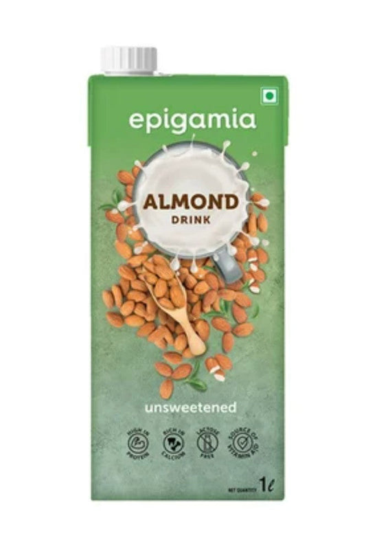 Epigamia Unsweetened Almond Beverage (Lactose-Free, Plant-Based / Vegan / Milk Alternative) - 1L