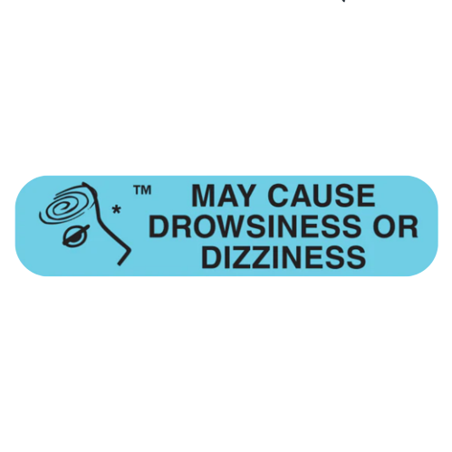 May Cause Drowsiness or Dizziness Label, 1000 count