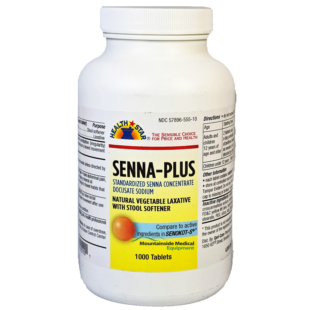 Senna-Plus Natural Vegetable Laxative with Stool Softner 1000 Count ...