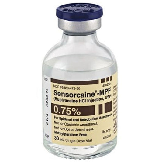 Sensorcaine MPF (Bupivacaine HCL Injection) 0.75% 30 mL Single-dose Vials 25/Tray (Rx)