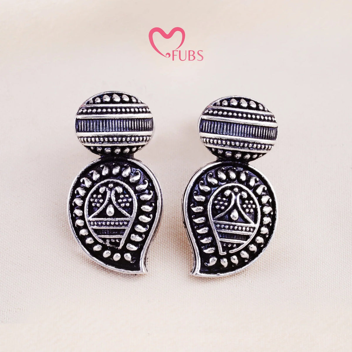 Set Of 12 Oxidized Designers Studs Earrings With Folding Jewelry Box| Special Edition