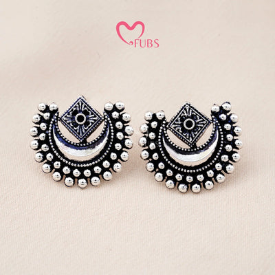 Set Of 12 Oxidized Designers Studs Earrings With Folding Jewelry Box| Special Edition