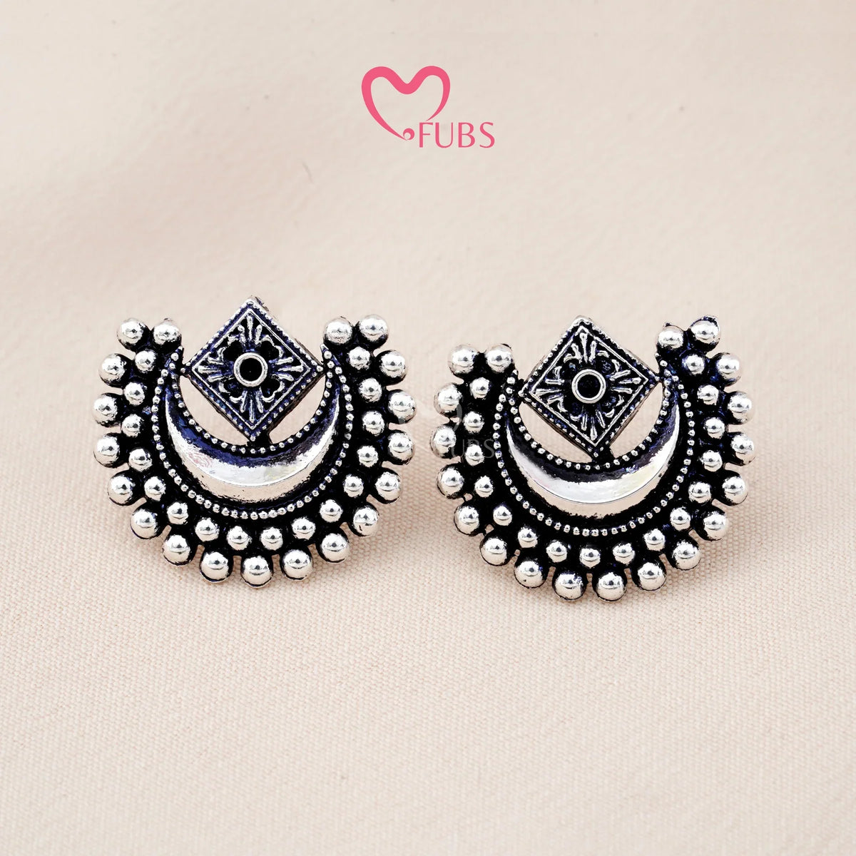 Set Of 12 Oxidized Designers Studs Earrings With Folding Jewelry Box| Special Edition