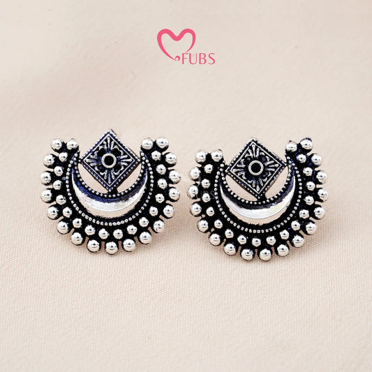 Set Of 12 Oxidized Designers Studs Earrings With Folding Jewelry Box| Special Edition
