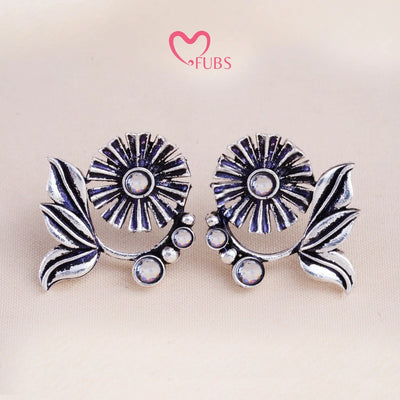 Set Of 12 Oxidized Designers Studs Earrings With Folding Jewelry Box| Special Edition