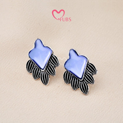 Set Of 12 Oxidized Designers Studs Earrings With Folding Jewelry Box| Special Edition