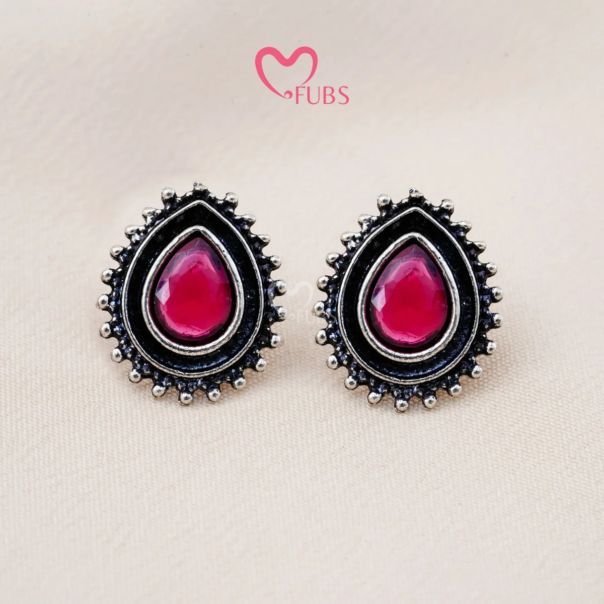 Set Of 12 Oxidized Designers Studs Earrings With Folding Jewelry Box| Special Edition