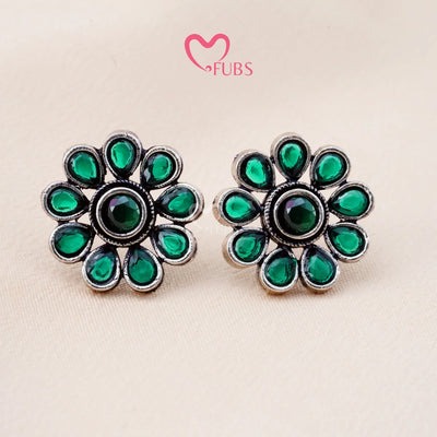 Set Of 12 Oxidized Designers Studs Earrings With Folding Jewelry Box| Special Edition
