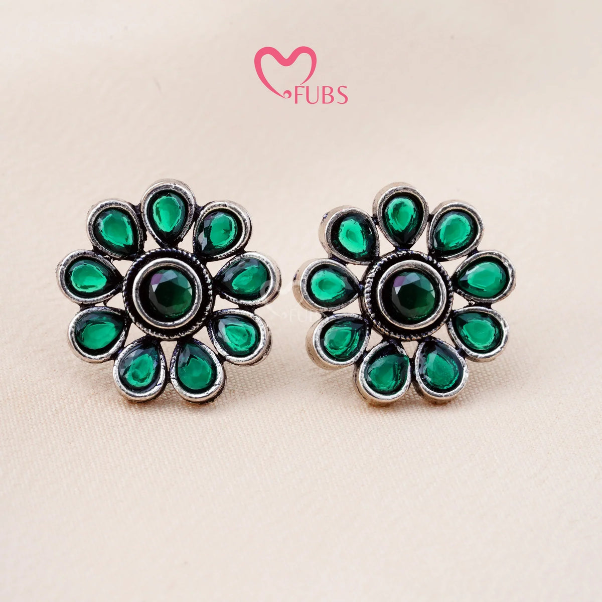 Set Of 12 Oxidized Designers Studs Earrings With Folding Jewelry Box| Special Edition