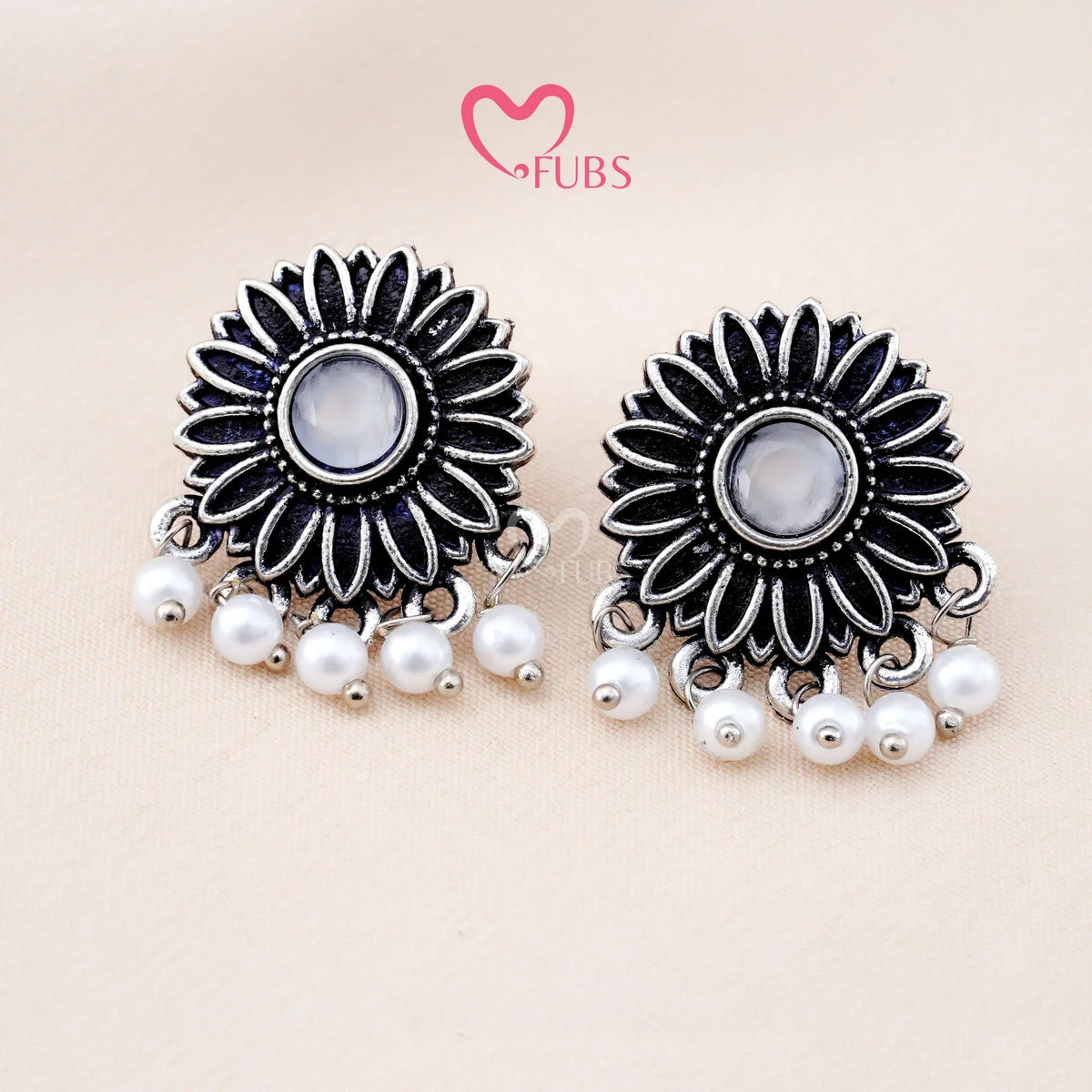 Set Of 12 Oxidized Designers Studs Earrings With Folding Jewelry Box| Special Edition