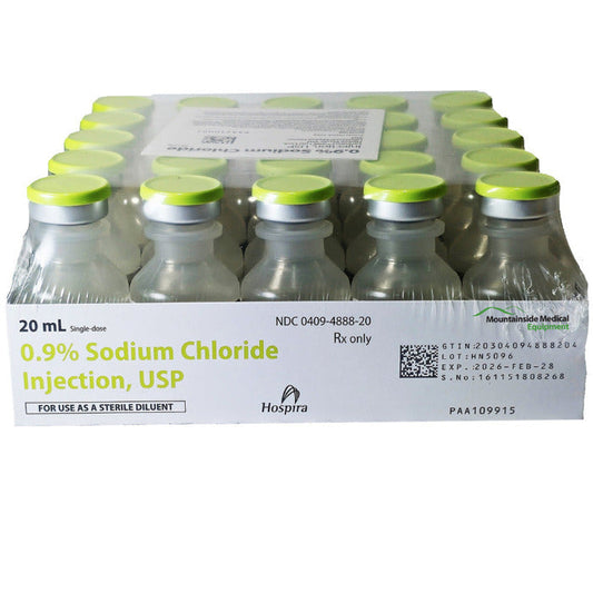 Sodium Chloride 0.9% For Injection 20 mL Vials 25/tray (Rx)  Expiration : 10/31/26