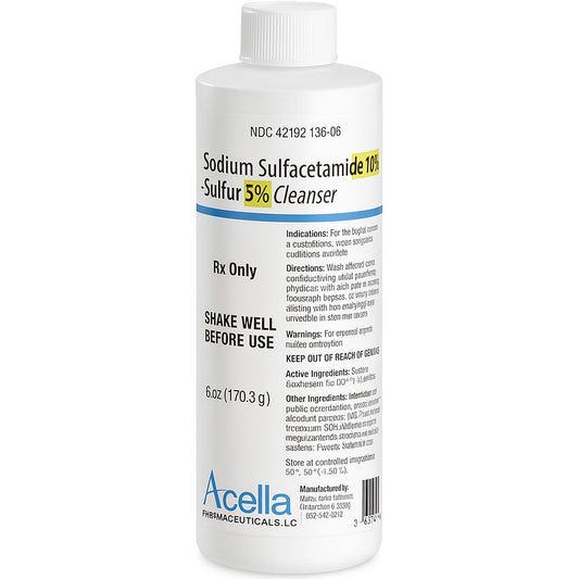 Sodium Sulfacetamide 10% with Sulfur 5% Face Cleanser Liquid 170.3 grams (RX)