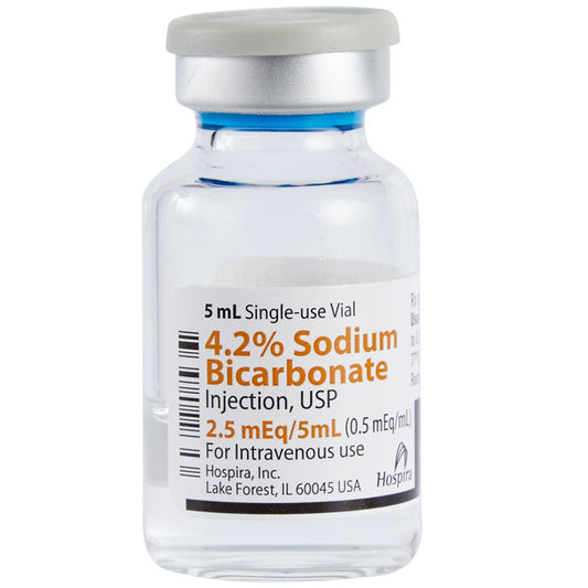Sodium Bicarbonate 4.2% Injection Hospira, Single Dose 5 ml x 25/Tray (RX)